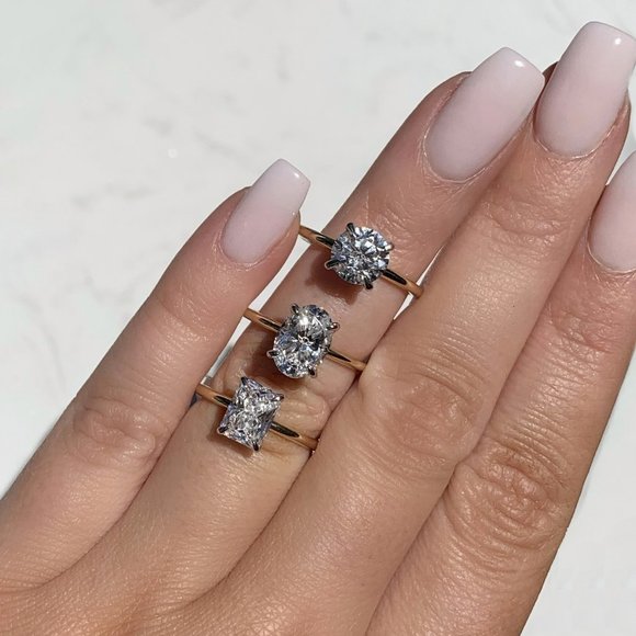 3Ct-9.0mm Round Solitaire Moissanite Engagement Ring - Picture 3 of 3